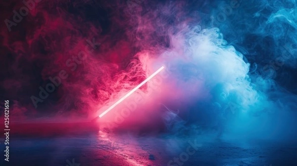 Fototapeta Abstract Neon Light in Pink and Blue Smoke.