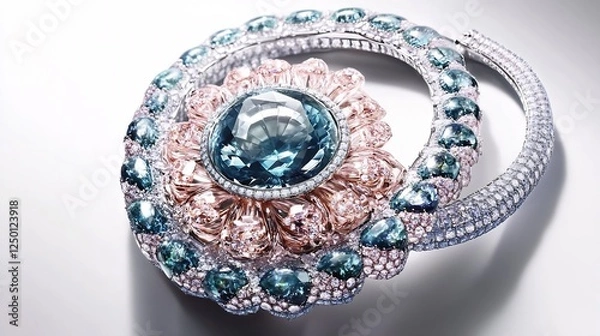 Obraz Elegant Close up of a Stunning Jewelry Piece with Precious Stones : Generative AI