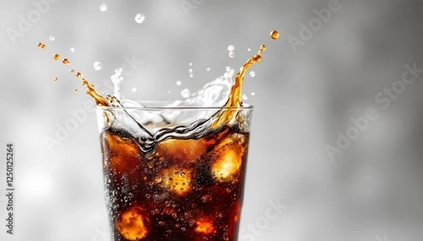 Fototapeta Refreshing Cola Splash: Iced Drink with Dynamic Splashes