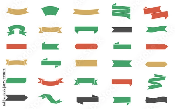 Fototapeta Ribbon icons set, banner vintage collection, element design template vector illustration.