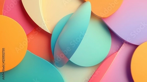 Fototapeta Geometric abstract background with layered 3D shapes  
