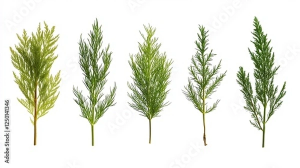 Fototapeta Various fresh herbs branches on isolated white background