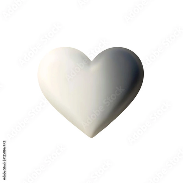 Fototapeta 3D Render of a Smooth, Gray Heart Shape