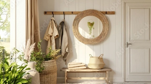 Fototapeta Serene Coastal Entryway Rustic Chic Home Decor with Natural Elements