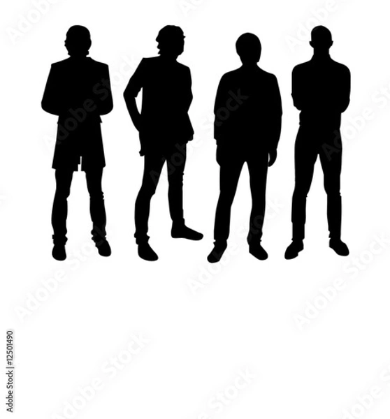 Fototapeta Silhouettes groupe de jeunes