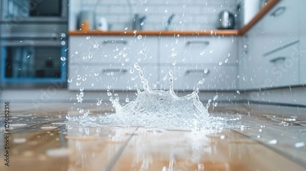 Obraz Water Damage in Modern Kitchen - Leaking Pipe or Appliance.