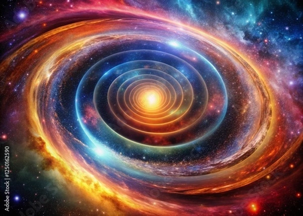 Fototapeta Cosmic Spiral: Abstract Space Art, Infinite Ring Nebula, Galaxy Swirl, Celestial Vortex, Science Fiction Background