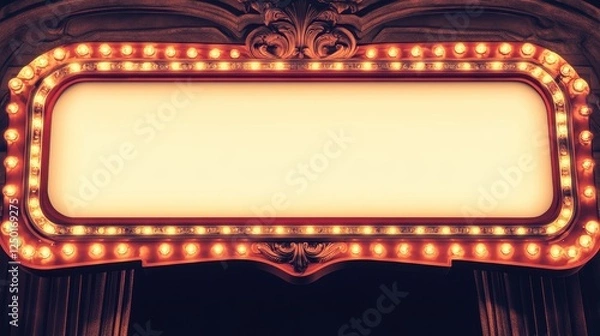 Fototapeta Vintage Illuminated Marquee Sign, Blank Space for Text or Design.