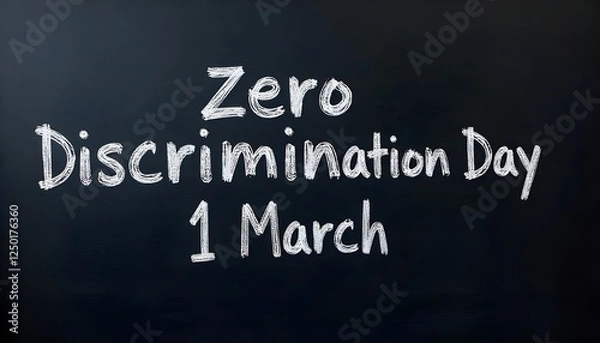 Fototapeta A dark chalkboard background featuring the bold text Zero Discrimination Day