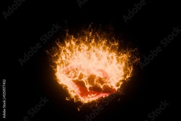 Obraz 炎をあげて燃えるダイヤモンドの3Dイラスト