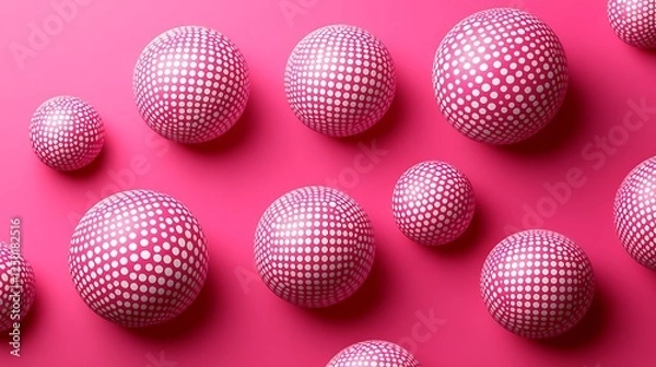 Fototapeta Pink polka dot spheres, abstract background