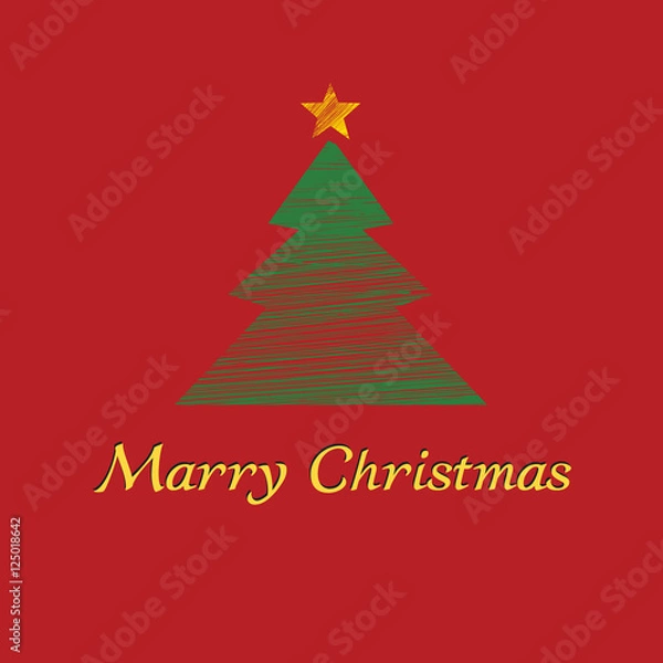 Fototapeta Christmas card concept by the tree and red background