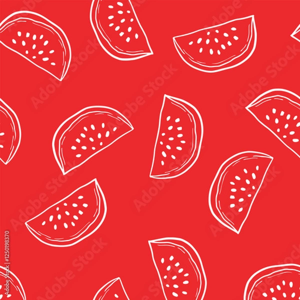 Obraz Watermelon Pattern on Red Background Illustration