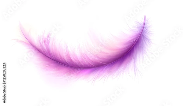 Fototapeta A vector illustration of a purple feather, with a white background, no shadows, no gradients, in high resolution, high quality, high detail, high definition, hyper-realistic, hyper-detailed, 