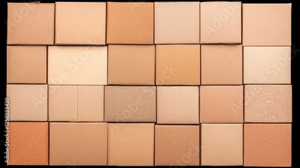 Fototapeta A grid of various beige and tan colored boxes arranged neatly, showcasing color variations