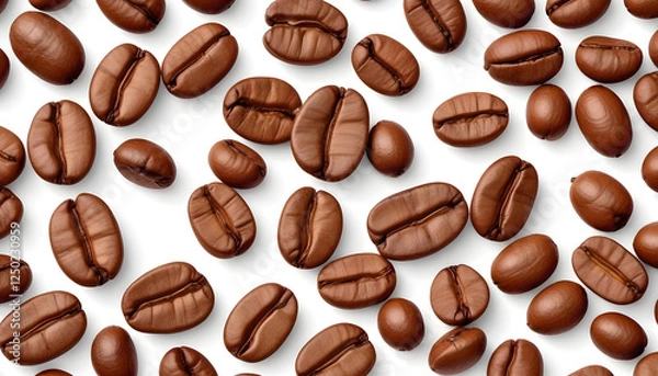 Fototapeta Brown Coffee Beans on a white background