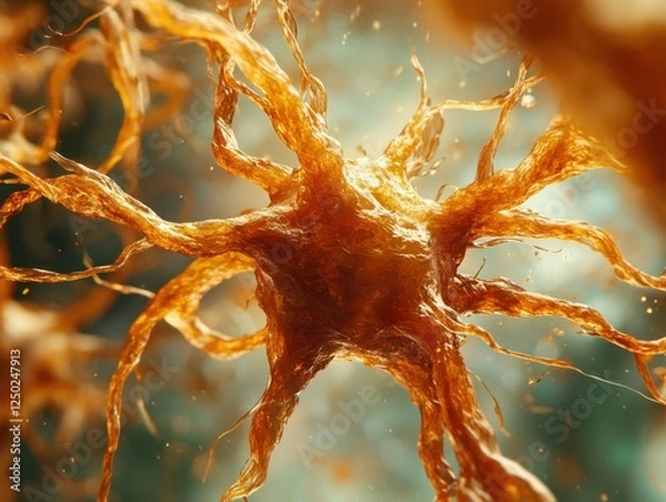 Fototapeta Explore the intricate beauty of a neuron cell with this stunning macro image, showcasing its complex structure and vital role in the nervous system Dive into the world of neuroscience and discover