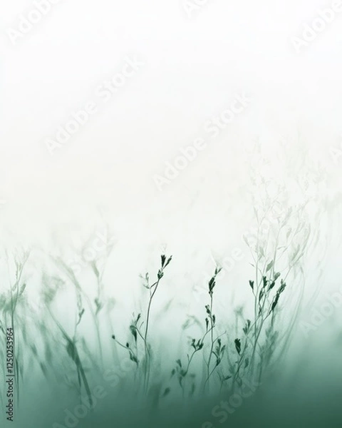Obraz Ethereal Green Abstract Grass Silhouette in Soft Focus with Gradient Background