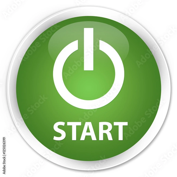 Fototapeta Start (power icon) soft green glossy round button