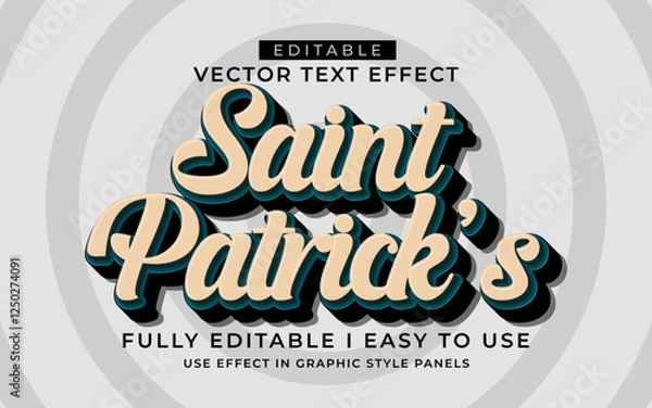 Obraz 3d editable St Patrick's Day text effect typography style template
