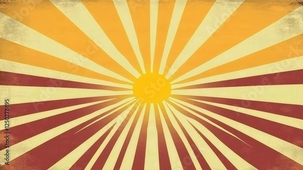 Fototapeta Retro Sunburst Background with Rays of Light in Yellow and Orange Tones