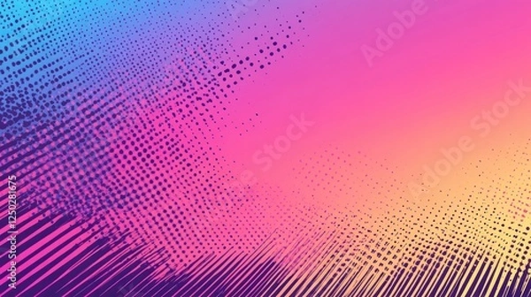 Fototapeta Vibrant Gradient Background with Halftone and Line Patterns Overlay