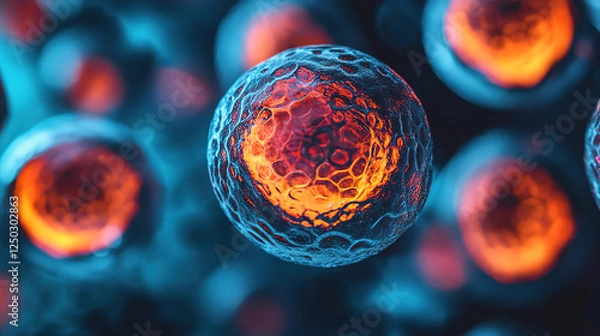 Fototapeta Подробные яркие микроскопические клетки.