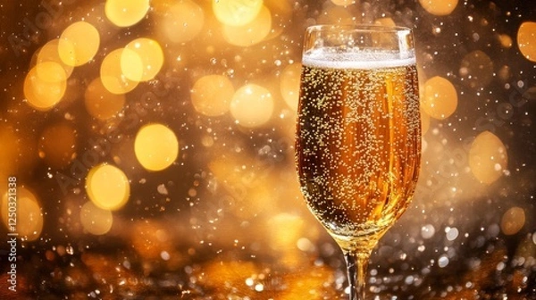 Fototapeta Effervescent Elegance: Captivating High-Speed Photography of Bubbles Rising in a Glass of Champagne