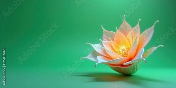 Fototapeta Illuminated Floral Blossom on a Verdant Background, a Study in Gentle Light and Shadow