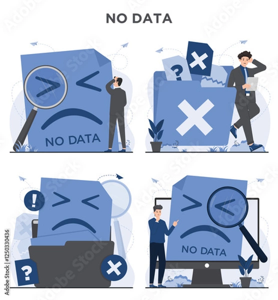 Fototapeta Set of no data concept missing files, no search results found in a system data not available illustration