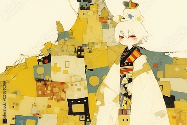 Obraz Regal figure amidst pixelated cityscape