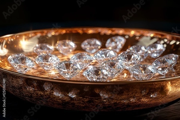 Obraz Sparkling Diamonds on Velvet Tray – Glamorous Wealth and Luxury Concept Photography with Shiny Precious Gems
