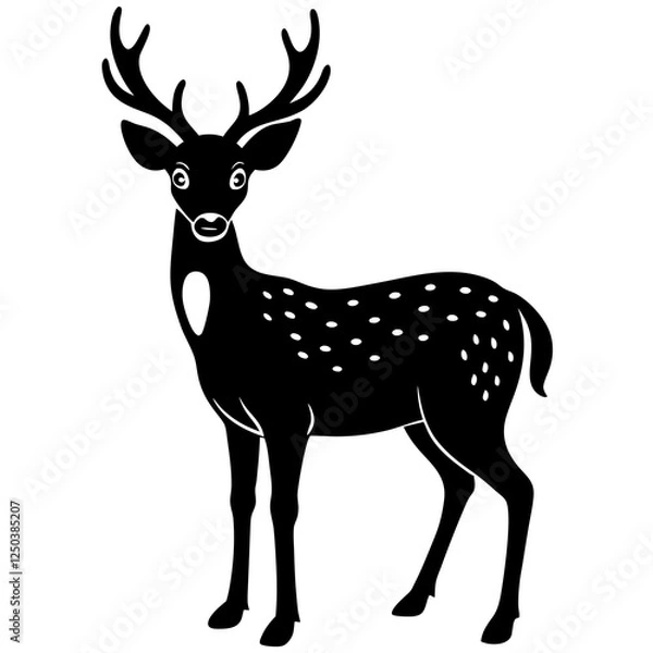 Obraz  Deer standing gracefully silhouette vector illustration 