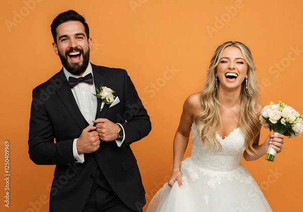 Fototapeta 신랑 신부 커플 결혼식 웨딩 사진 이미지 Groom & bride couple wedding