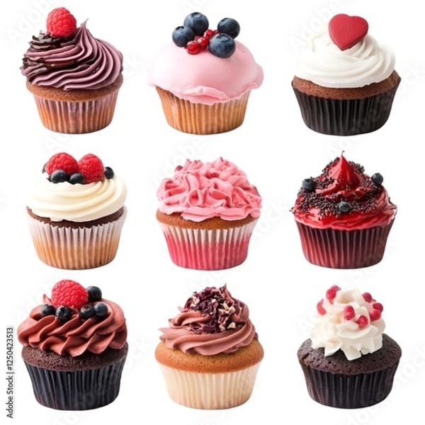 Fototapeta Fresh Cupcakes Isolated on White Background