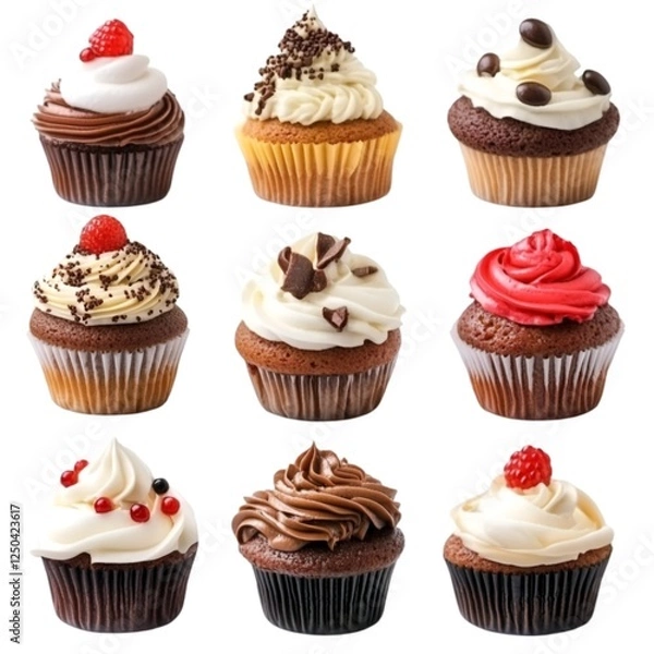 Fototapeta Fresh Cupcakes Isolated on White Background