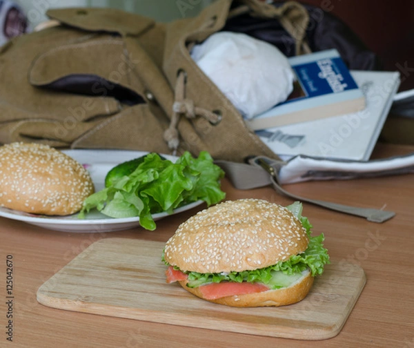 Obraz fresh fish burger with salmon