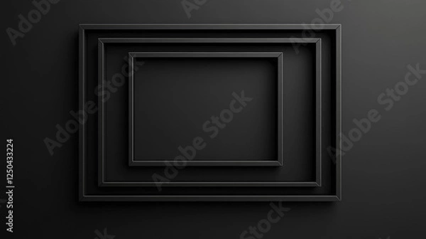 Fototapeta Black Picture Frames on Dark Background for Art Display Showcase
