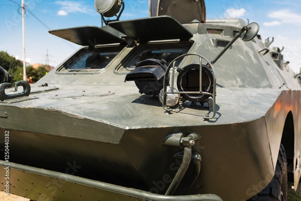 Fototapeta armored reconnaissance and patrol vehicle close up view .