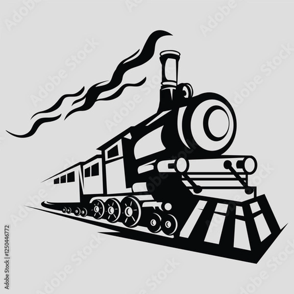 Obraz Train Engine On a station platform. Vector illustration on the subject of train, tram, subway ride