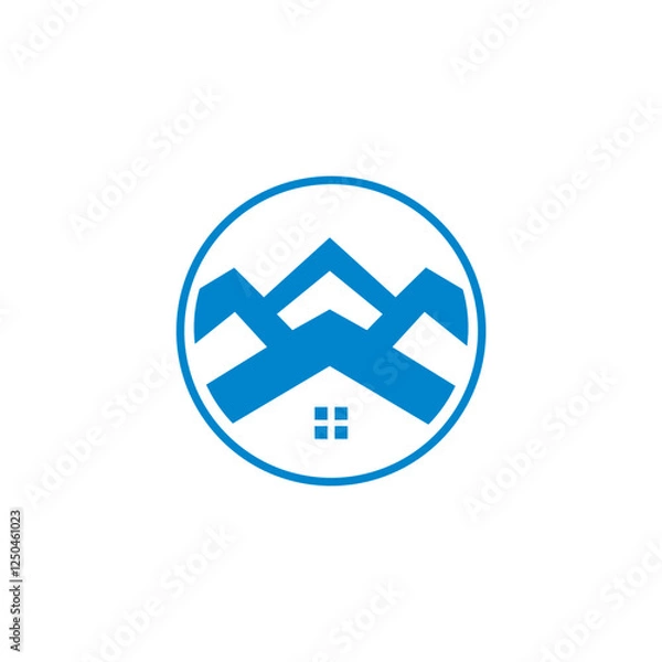 Fototapeta King's home logo design vector template, Crown Letter W M Paw logo design with rectangle shape of circle design, minimal logo design idea.