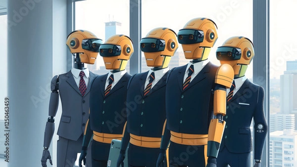 Fototapeta Future artificial intelligence robot, cyborg, human