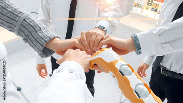 Fototapeta Future artificial intelligence robot, cyborg, human