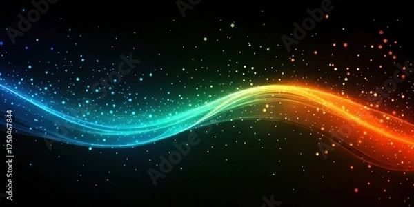 Fototapeta Dynamic and Futuristic Background Featuring Colorful Waves with Sparkling Particles for Creative Design Projects