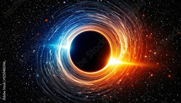Fototapeta black hole over star field in outer space featuring abstract.