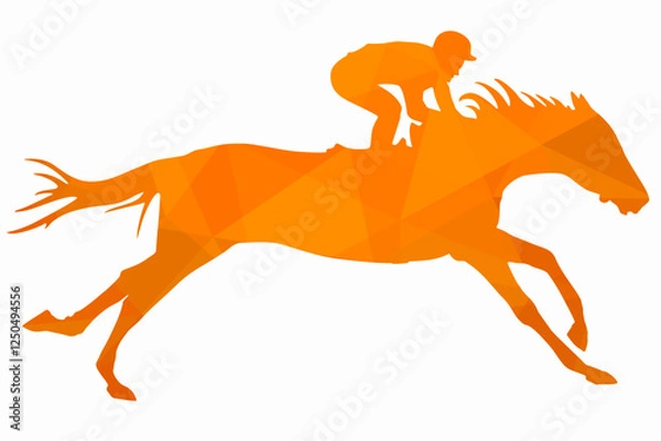 Fototapeta isolated illustration of horse derby, colored triangles drawing , white background