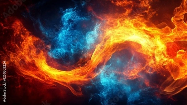 Fototapeta Abstract Fire And Water Flowing Design