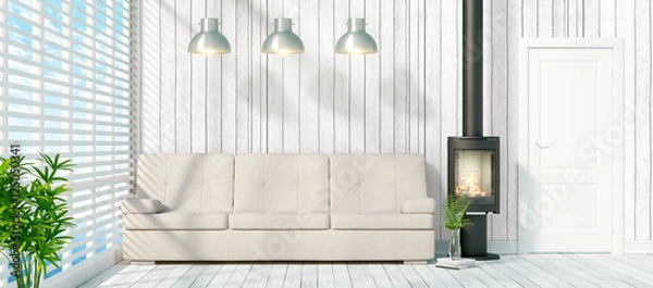 Obraz Modern bright interior . 3D rendering