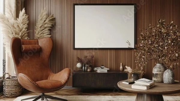 Fototapeta Cozy and Elegant Interior Design with Natural Elements and Textures