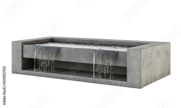 Fototapeta Modern concrete water feature, cascading waterfall, outdoor garden design, landscaping element